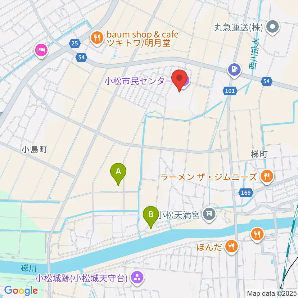 小松市民センター周辺の駐車場・コインパーキング一覧地図