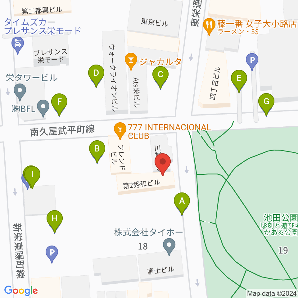 名古屋栄Brushup周辺の駐車場・コインパーキング一覧地図