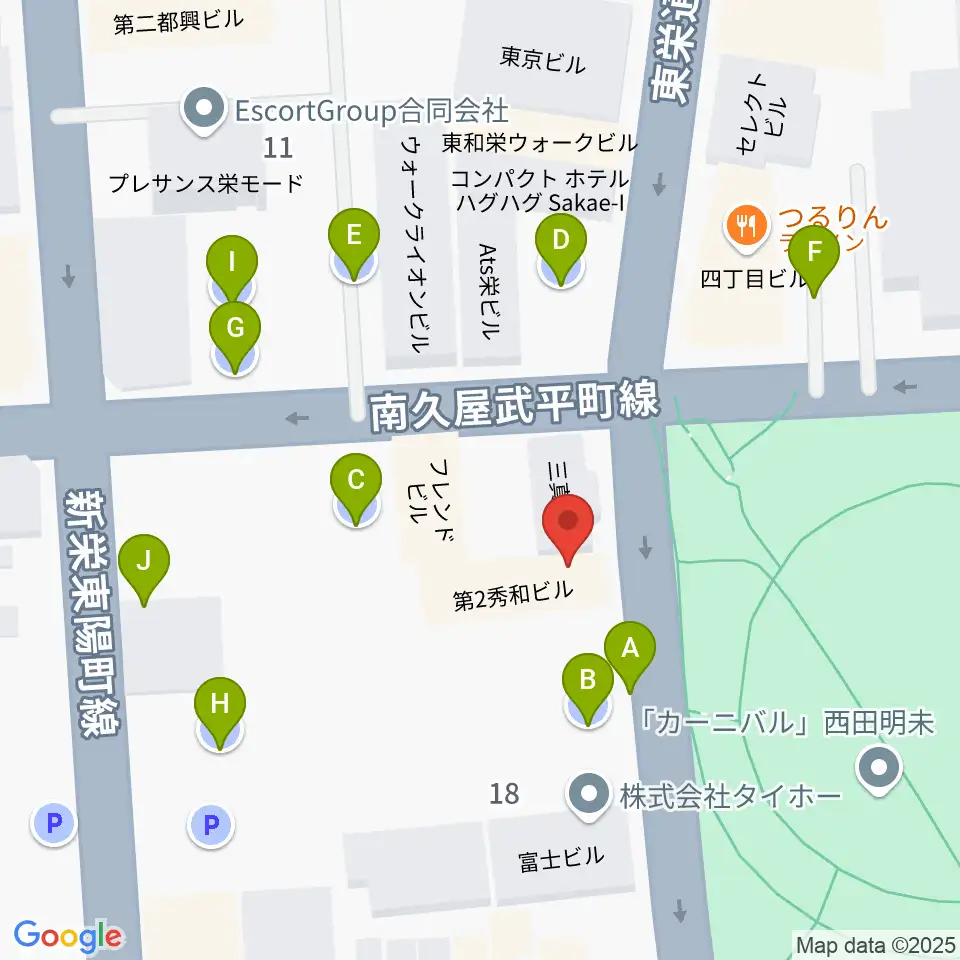 名古屋栄Brushup周辺の駐車場・コインパーキング一覧地図
