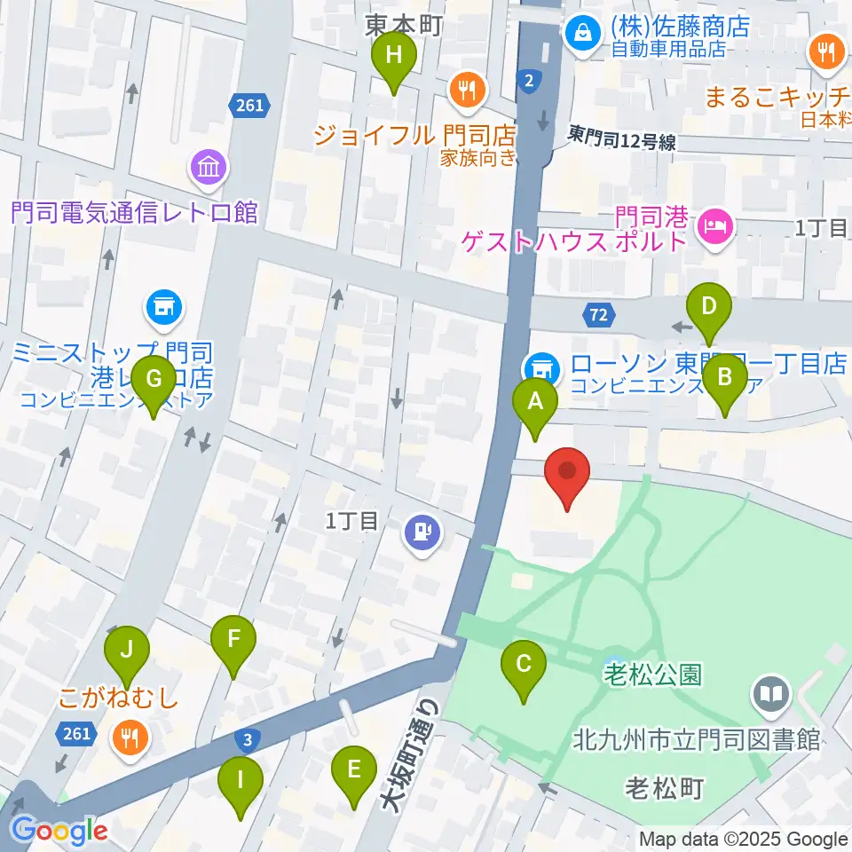 門司市民会館周辺の駐車場・コインパーキング一覧地図