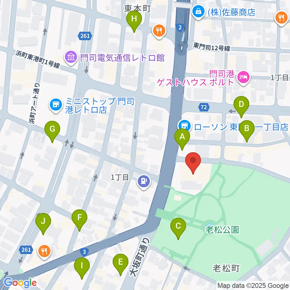 門司市民会館周辺の駐車場・コインパーキング一覧地図