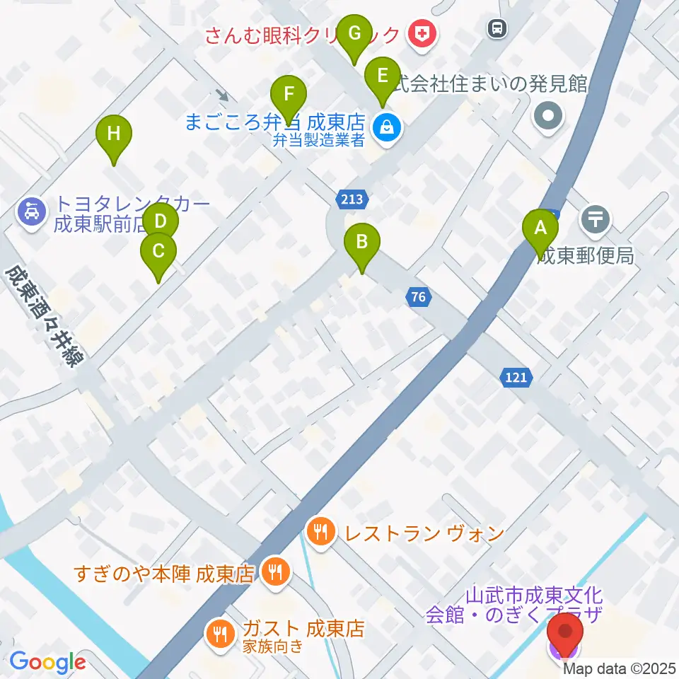 山武市成東文化会館のぎくプラザ周辺の駐車場・コインパーキング一覧地図