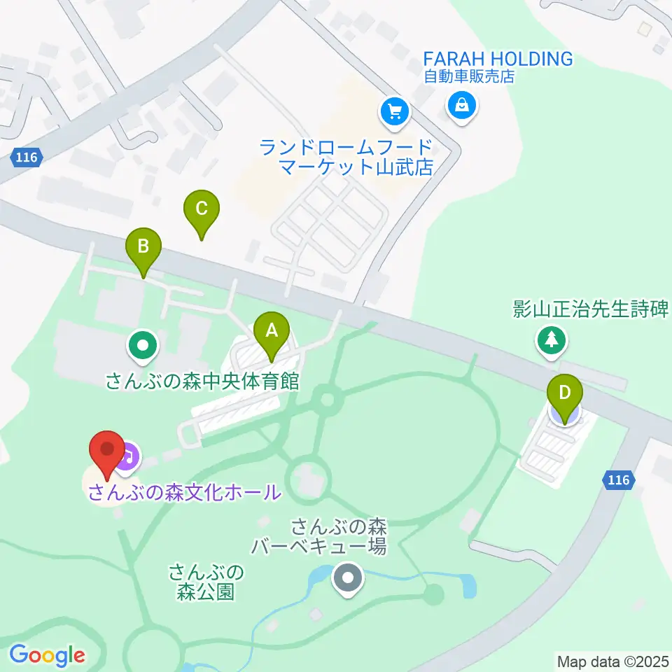 さんぶの森文化ホール周辺の駐車場・コインパーキング一覧地図