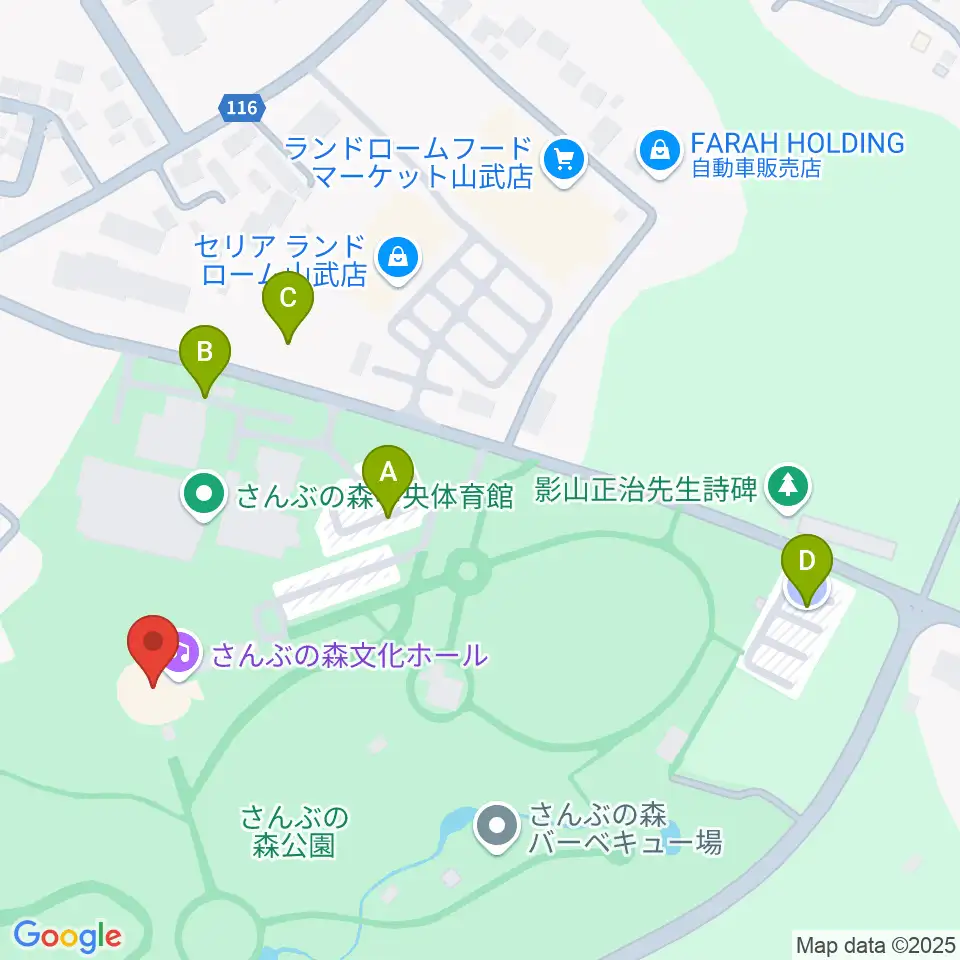 さんぶの森文化ホール周辺の駐車場・コインパーキング一覧地図