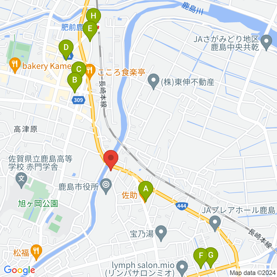 鹿島市生涯学習センター・エイブル周辺の駐車場・コインパーキング一覧地図