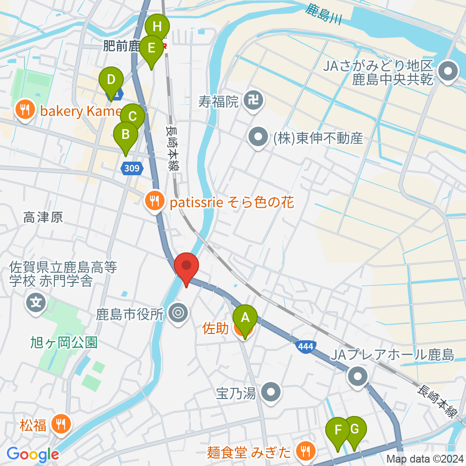 鹿島市生涯学習センター・エイブル周辺の駐車場・コインパーキング一覧地図