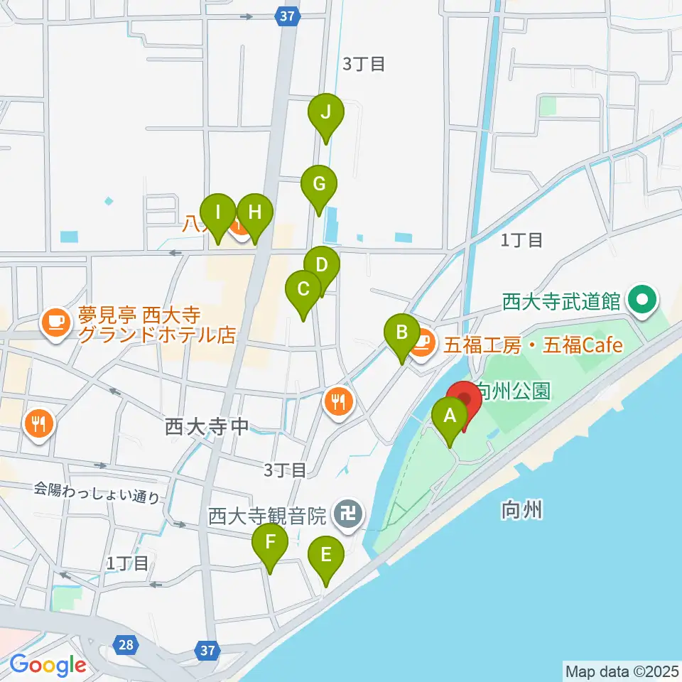 岡山市立西大寺公民館周辺の駐車場・コインパーキング一覧地図
