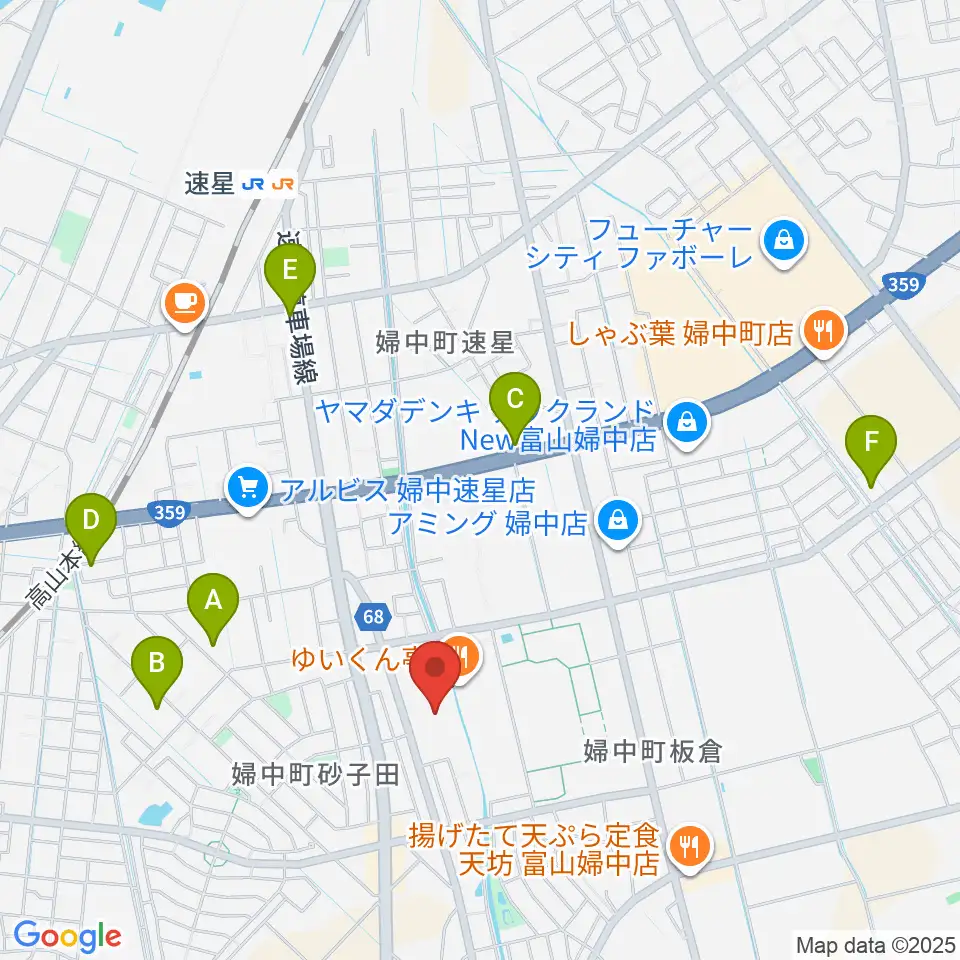 富山市婦中ふれあい館周辺の駐車場・コインパーキング一覧地図