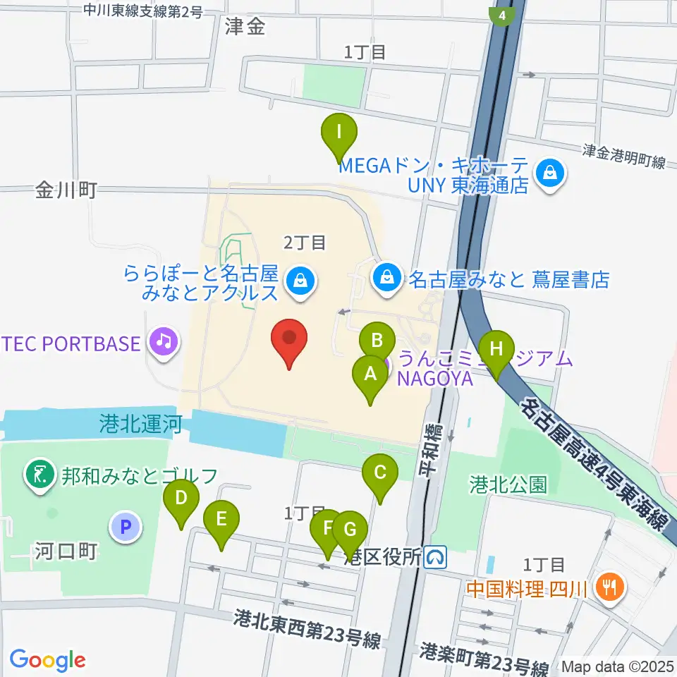 島村楽器ららぽーと名古屋みなとアクルス店周辺の駐車場・コインパーキング一覧地図