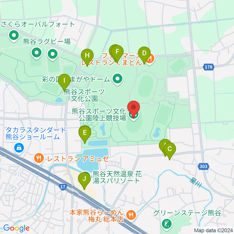 熊谷スポーツ文化公園陸上競技場 周辺の駐車場 コインパーキング一覧マップ