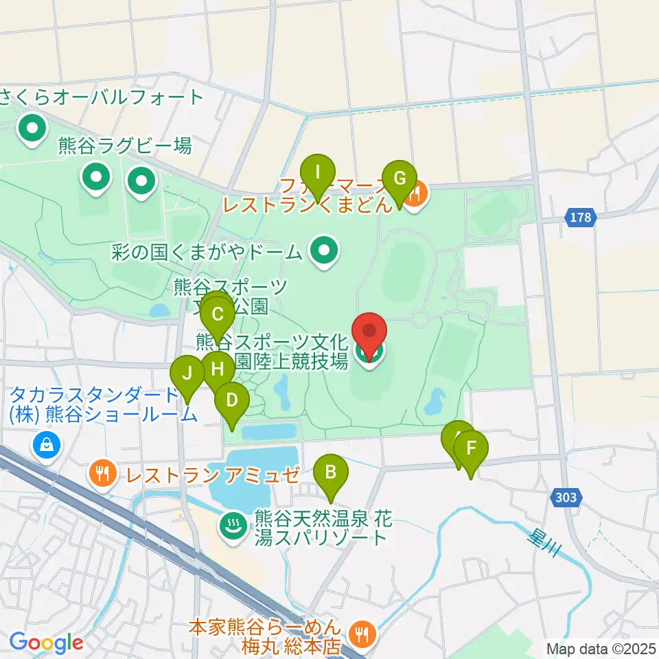 熊谷スポーツ文化公園陸上競技場周辺の駐車場・コインパーキング一覧地図