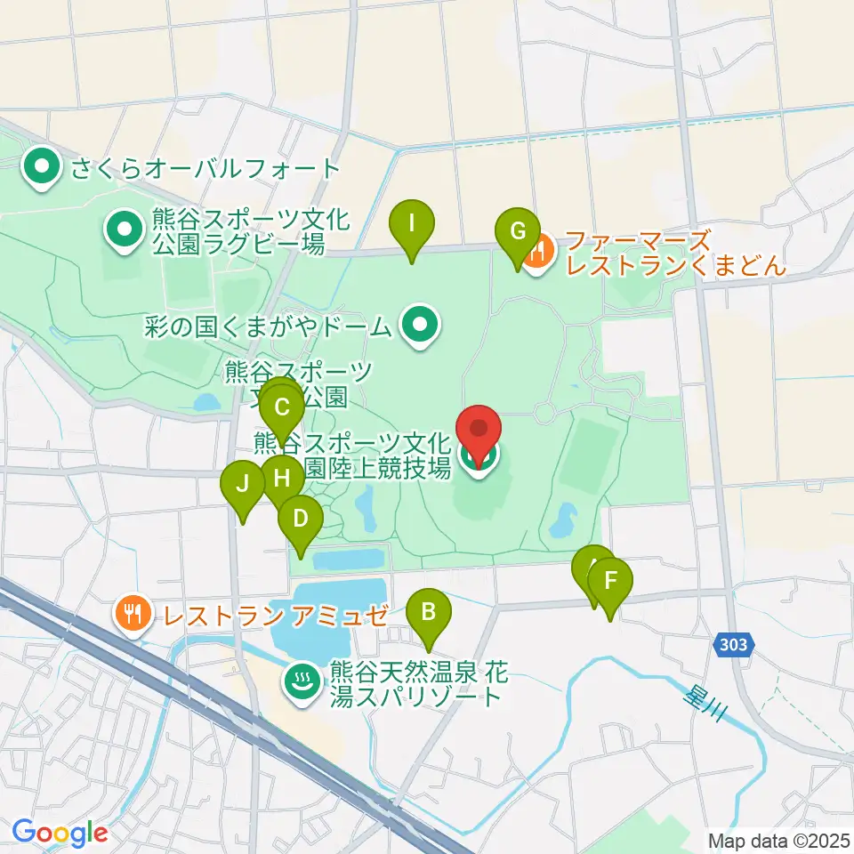 熊谷スポーツ文化公園陸上競技場周辺の駐車場・コインパーキング一覧地図