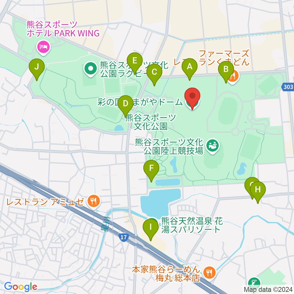 彩の国くまがやドーム周辺の駐車場・コインパーキング一覧地図