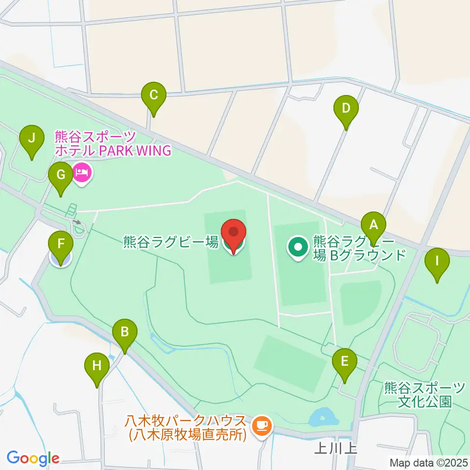 熊谷ラグビー場周辺の駐車場・コインパーキング一覧地図