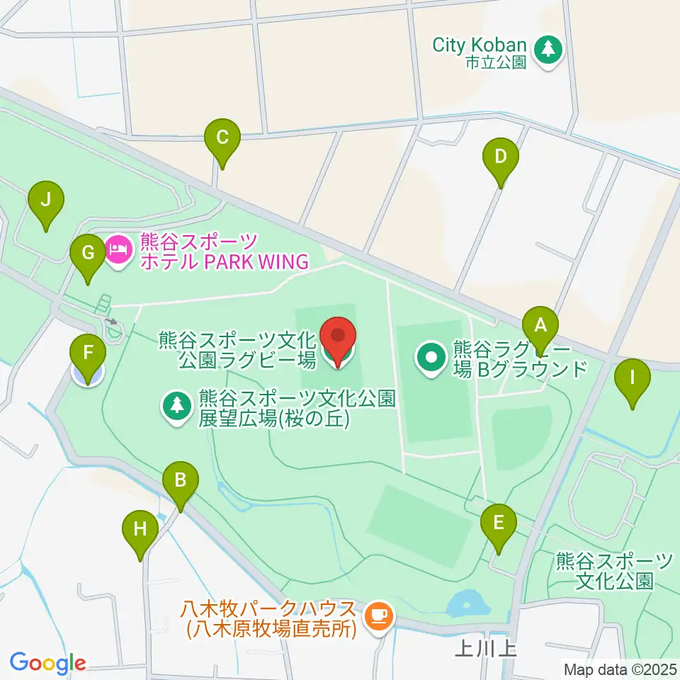 熊谷ラグビー場周辺の駐車場・コインパーキング一覧地図