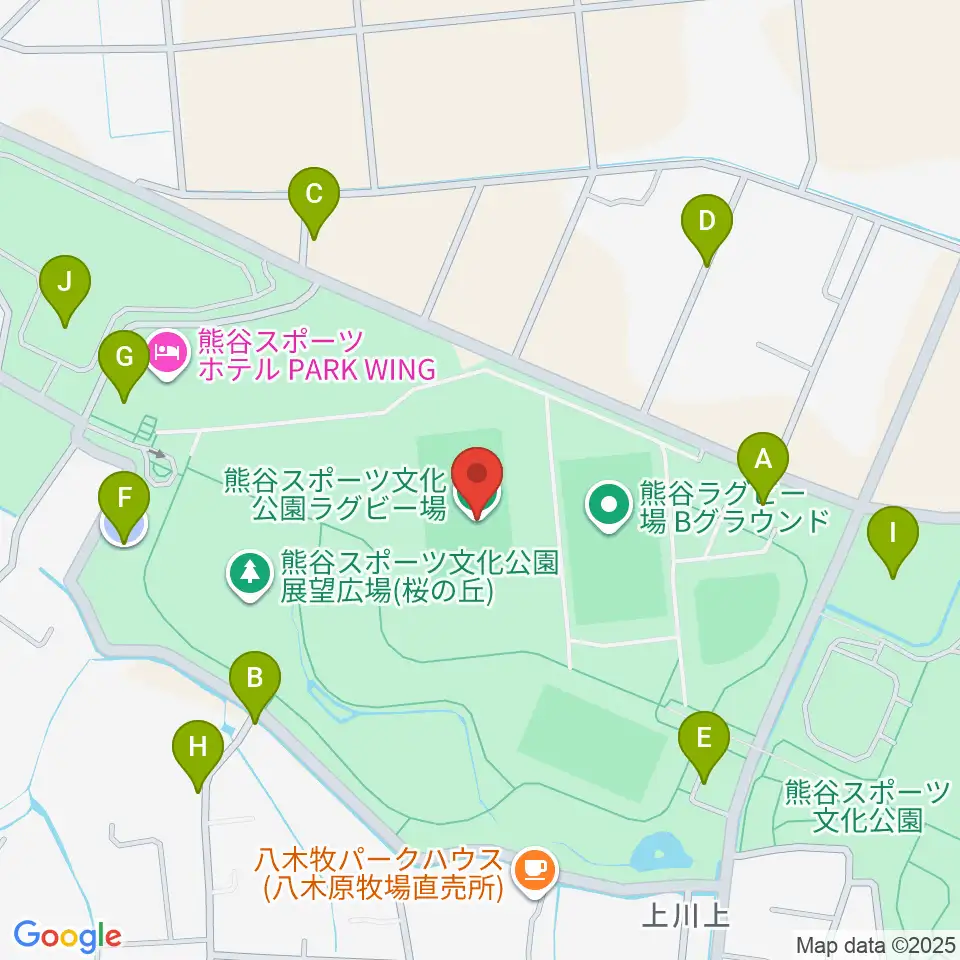 熊谷ラグビー場周辺の駐車場・コインパーキング一覧地図