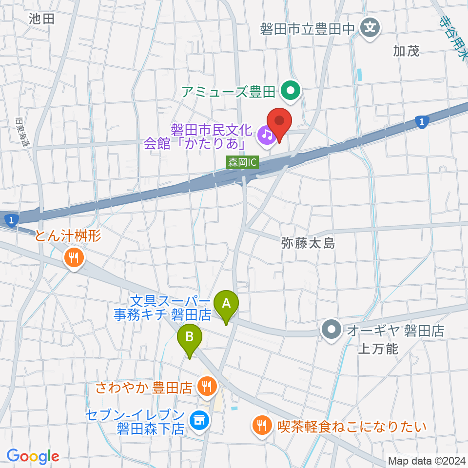 かたりあ 磐田市民文化会館周辺の駐車場・コインパーキング一覧地図