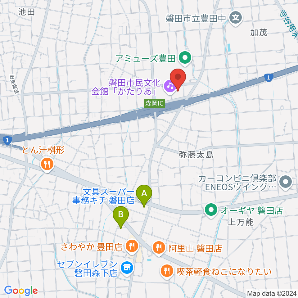 かたりあ 磐田市民文化会館周辺の駐車場・コインパーキング一覧地図