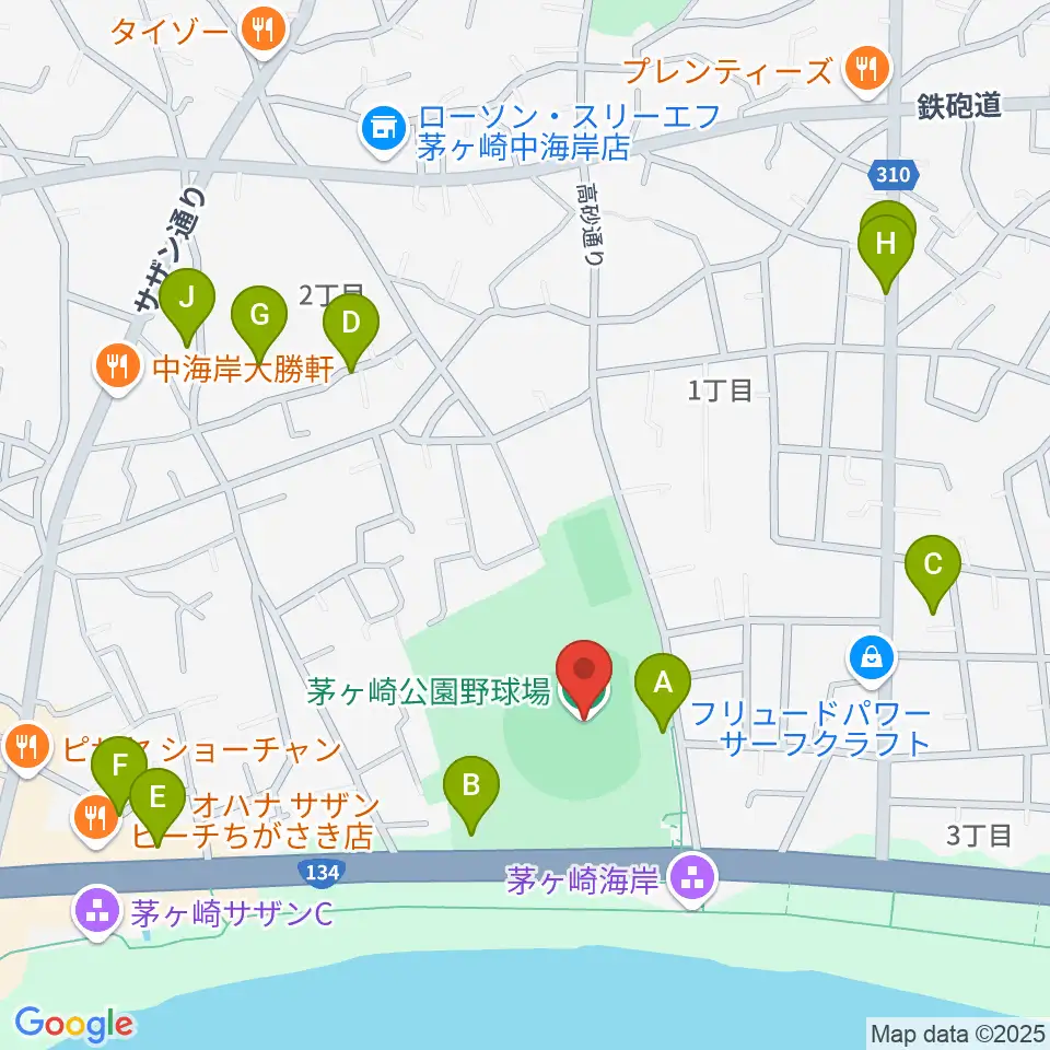 茅ヶ崎公園野球場周辺の駐車場・コインパーキング一覧地図