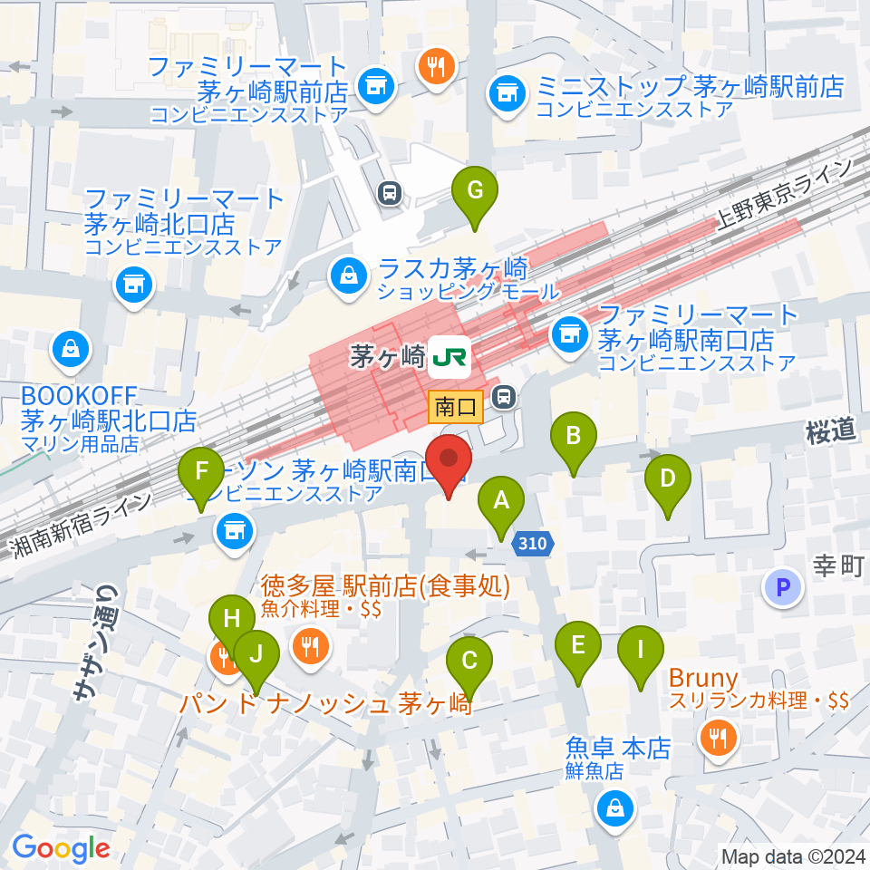 長谷川楽器店 駅前センター周辺の駐車場・コインパーキング一覧地図