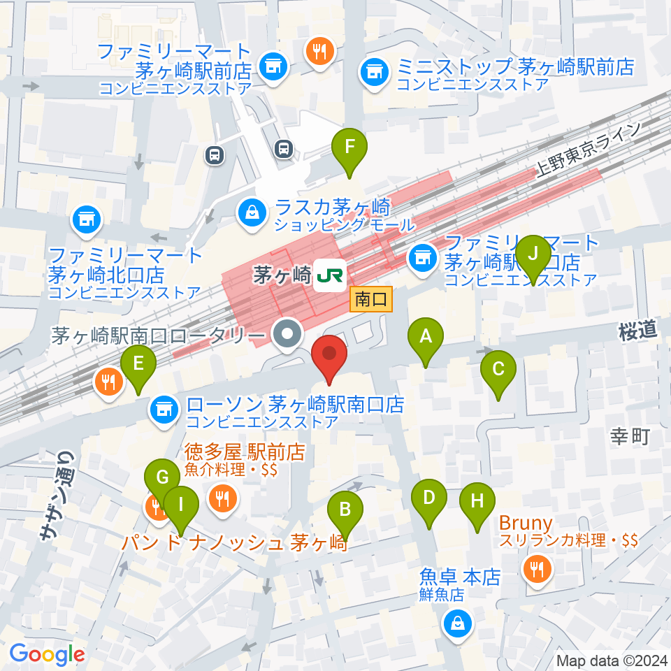 長谷川楽器店 駅前センター周辺の駐車場・コインパーキング一覧地図