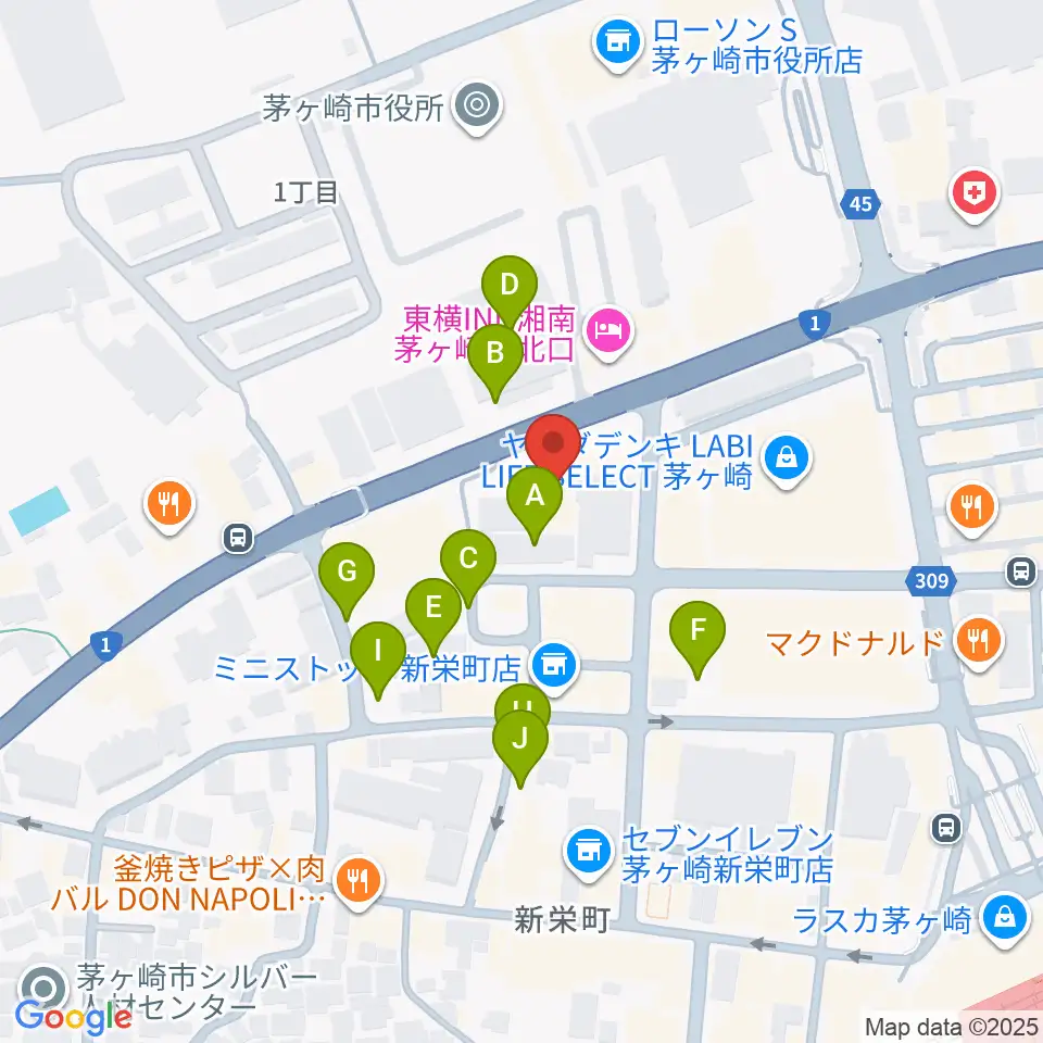 茅ヶ崎市勤労市民会館周辺の駐車場・コインパーキング一覧地図