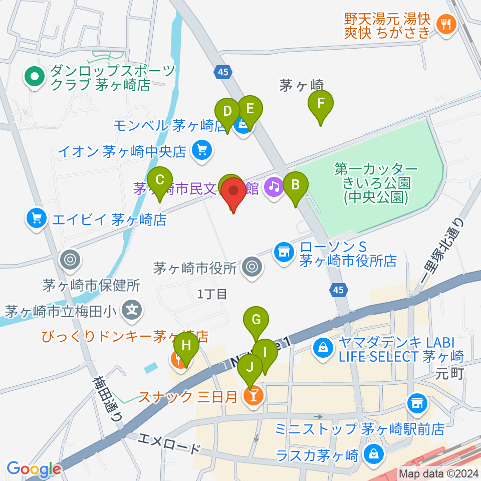 茅ヶ崎市総合体育館周辺の駐車場・コインパーキング一覧地図