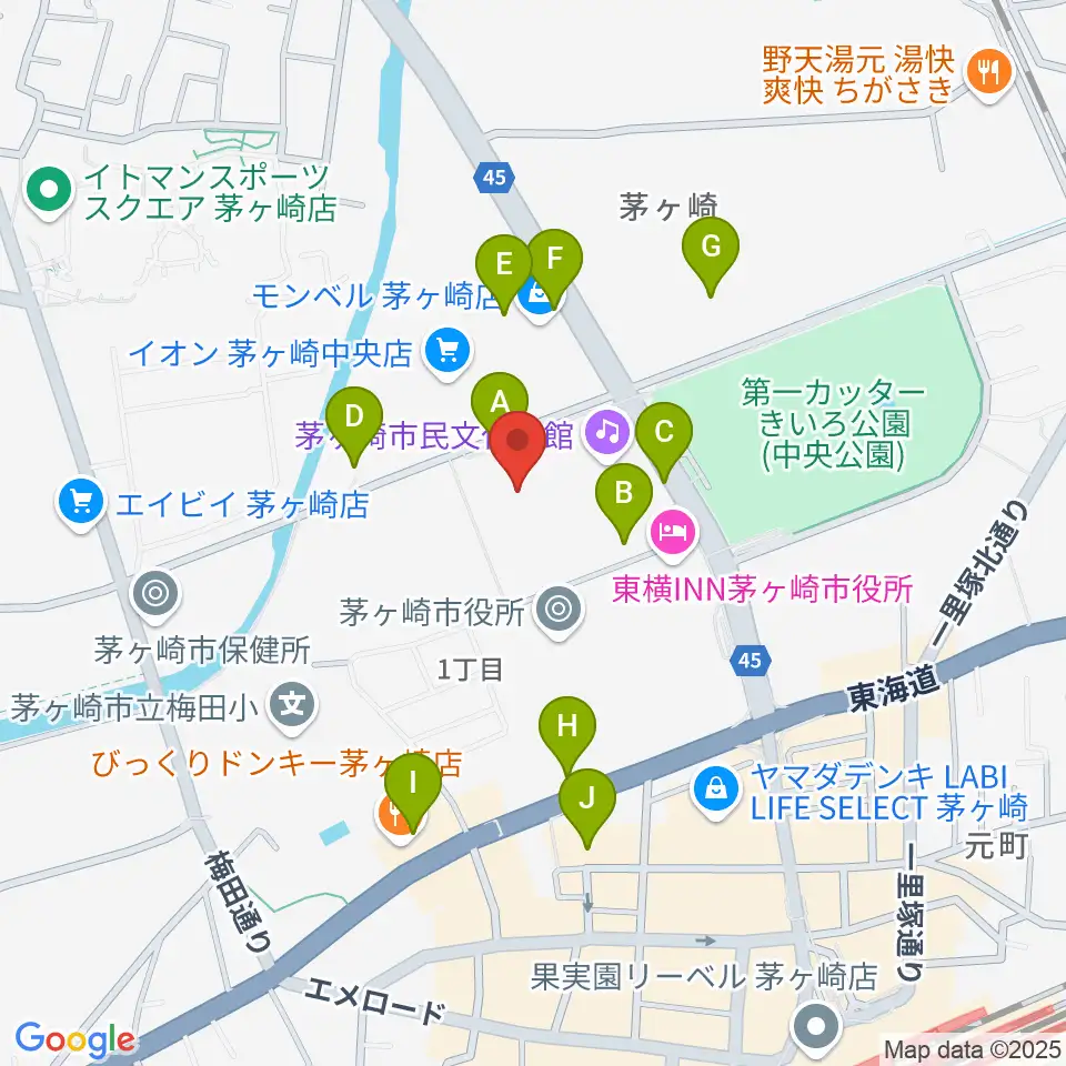 茅ヶ崎市総合体育館周辺の駐車場・コインパーキング一覧地図