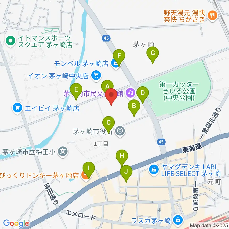 茅ヶ崎市総合体育館周辺の駐車場・コインパーキング一覧地図