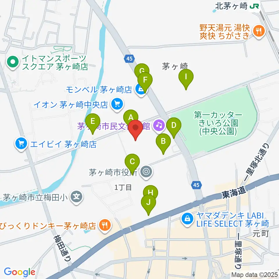 茅ヶ崎市総合体育館周辺の駐車場・コインパーキング一覧地図