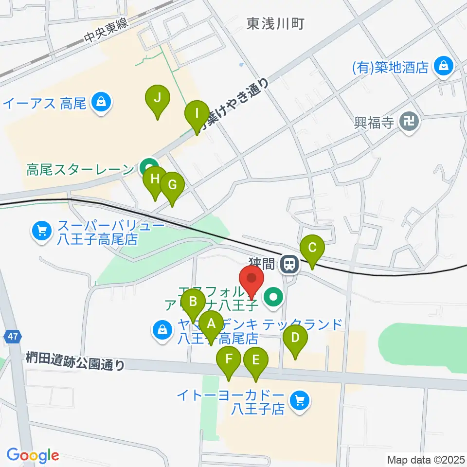 エスフォルタアリーナ八王子周辺の駐車場・コインパーキング一覧地図