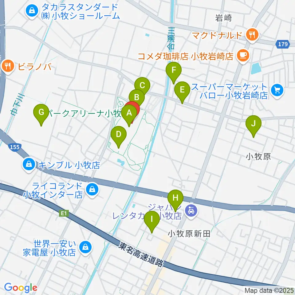 パークアリーナ小牧周辺の駐車場・コインパーキング一覧地図