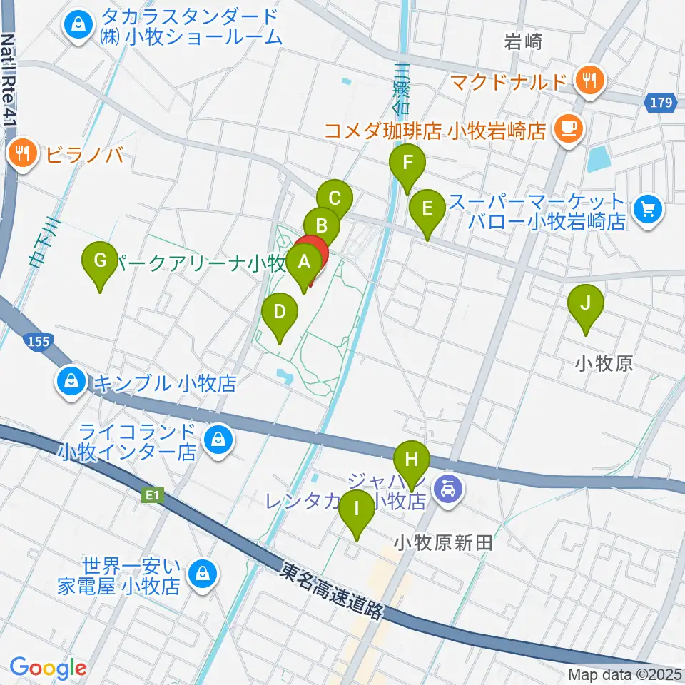 パークアリーナ小牧周辺の駐車場・コインパーキング一覧地図