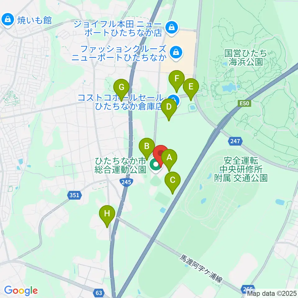 ひたちなか市総合運動公園総合体育館周辺の駐車場・コインパーキング一覧地図