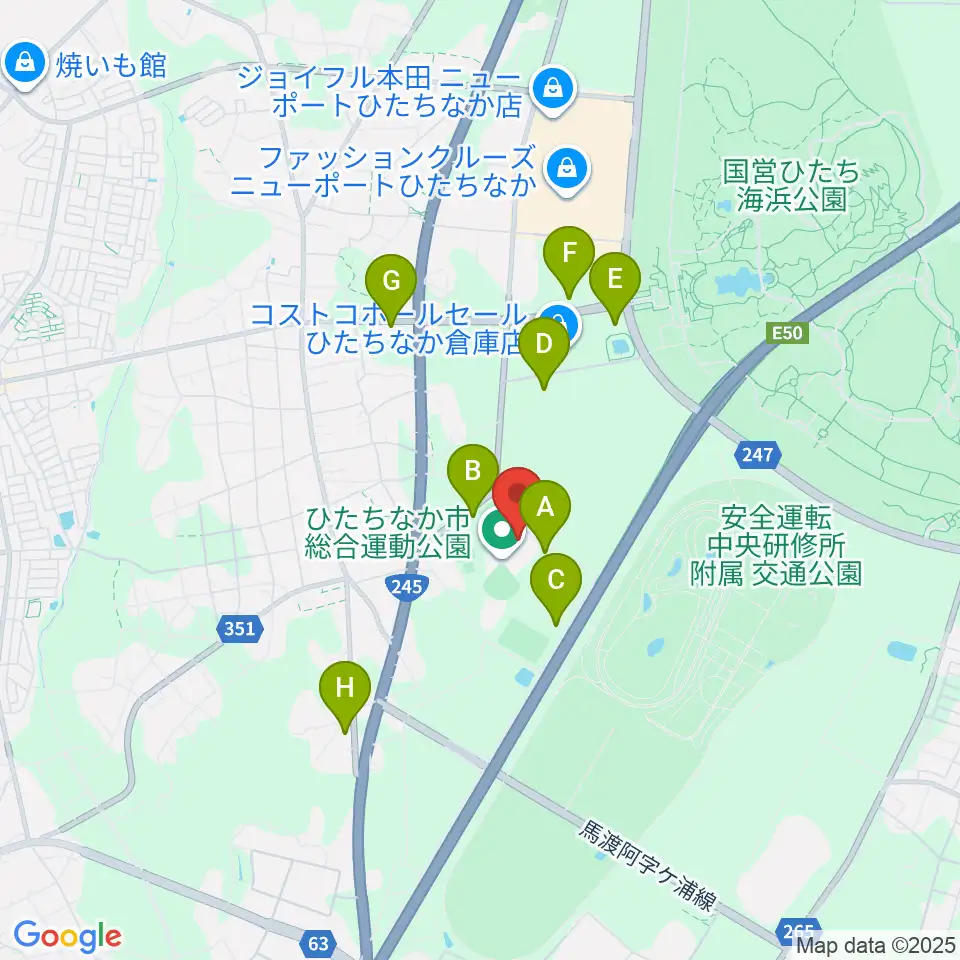 ひたちなか市総合運動公園総合体育館周辺の駐車場・コインパーキング一覧地図