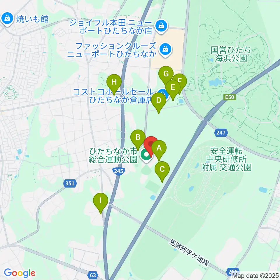 ひたちなか市総合運動公園総合体育館周辺の駐車場・コインパーキング一覧地図