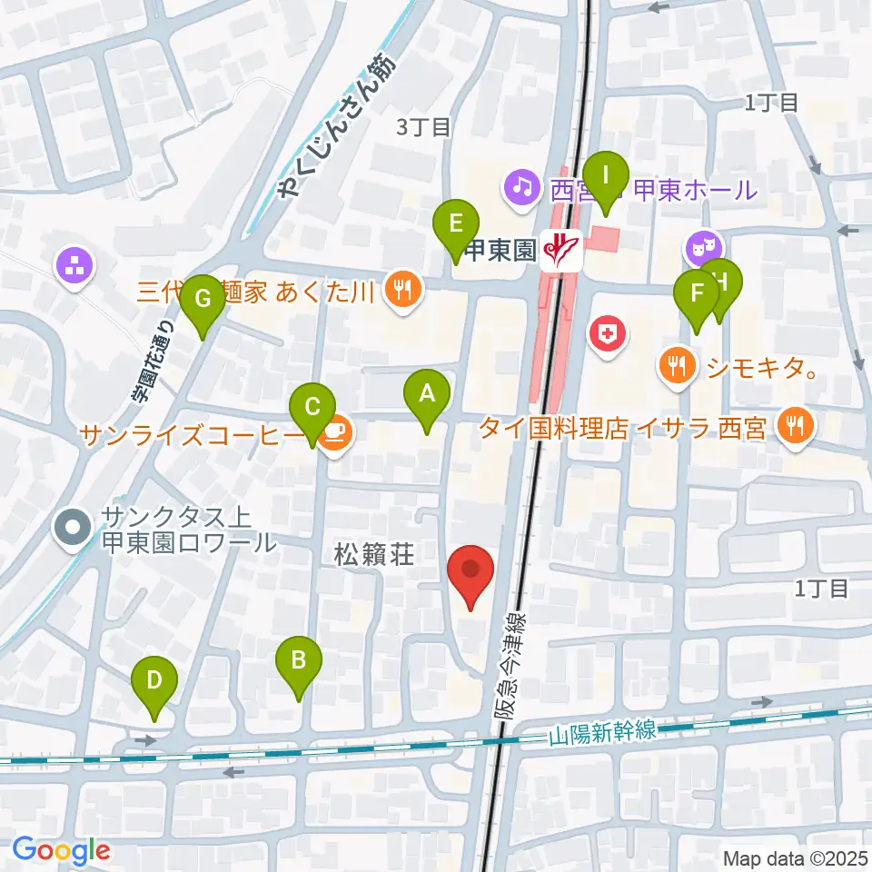 甲東園スタジオバードランド周辺の駐車場・コインパーキング一覧地図