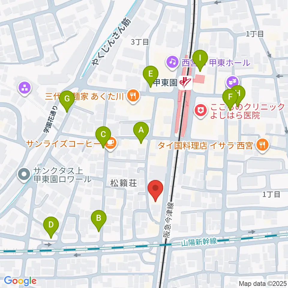 甲東園スタジオバードランド周辺の駐車場・コインパーキング一覧地図