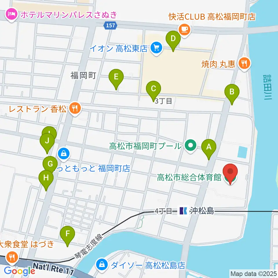 高松市総合体育館周辺の駐車場・コインパーキング一覧地図