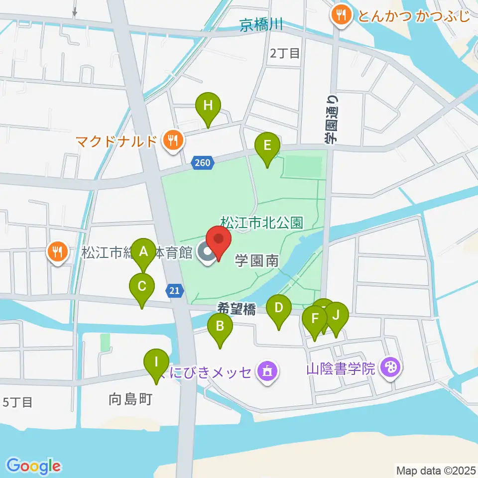 松江市総合体育館周辺の駐車場・コインパーキング一覧地図