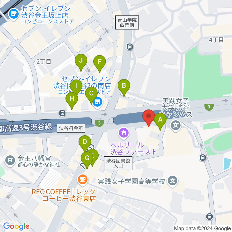 沖田ギター工房 渋谷店周辺の駐車場・コインパーキング一覧地図