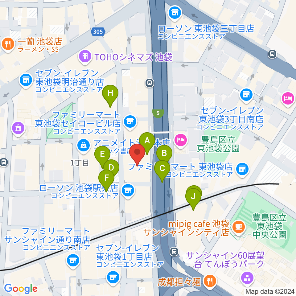 グランドシネマサンシャイン池袋周辺の駐車場・コインパーキング一覧地図