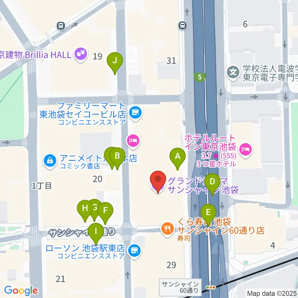 グランドシネマサンシャイン池袋周辺の駐車場・コインパーキング一覧地図