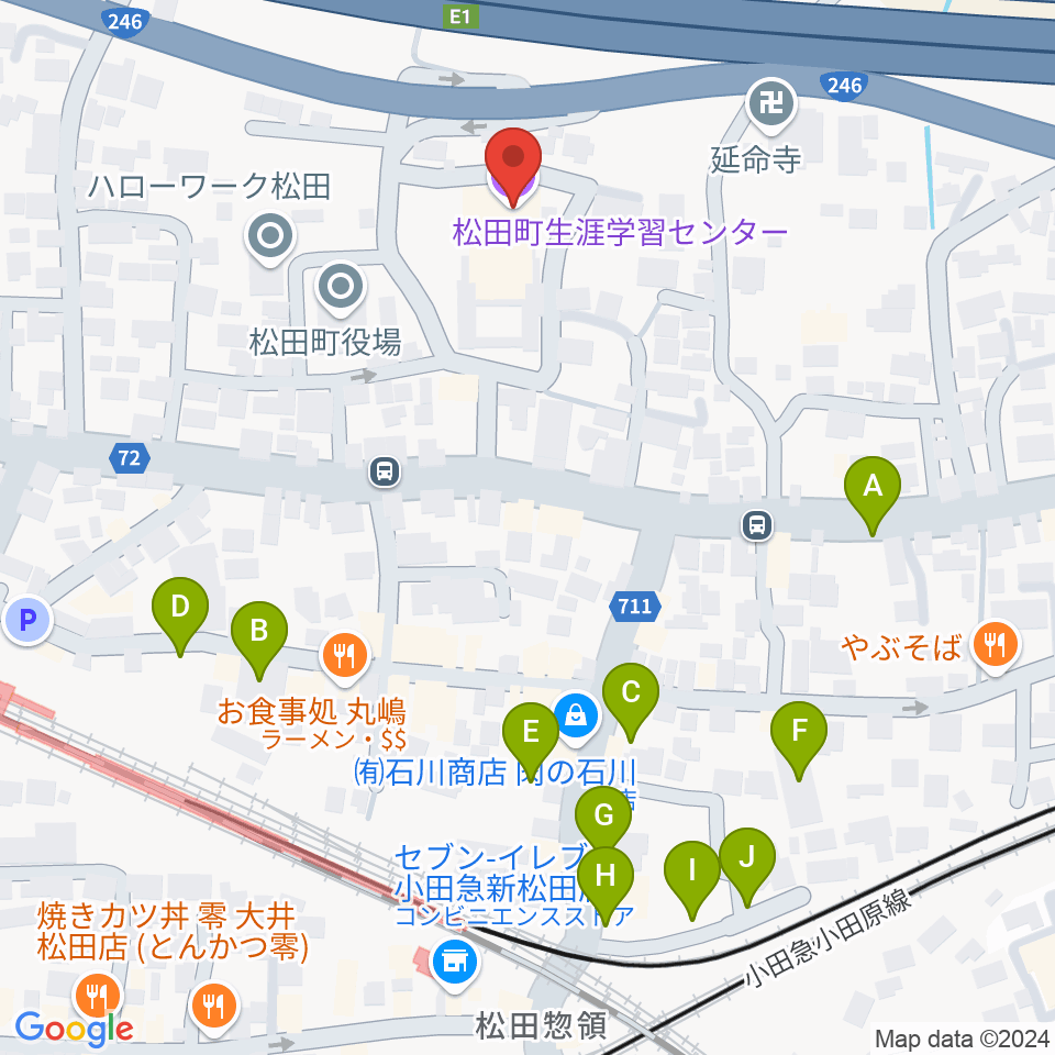 松田町生涯学習センター周辺の駐車場・コインパーキング一覧地図