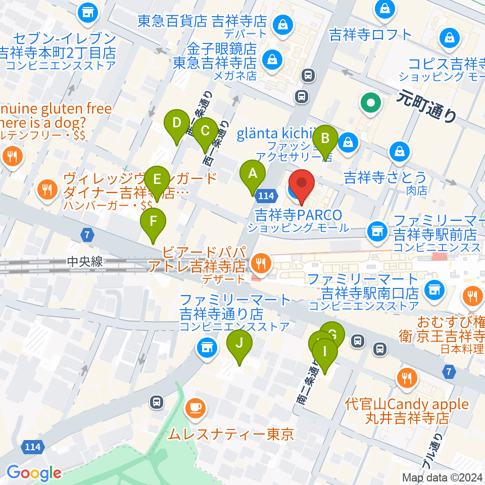 アップリンク吉祥寺周辺の駐車場・コインパーキング一覧地図