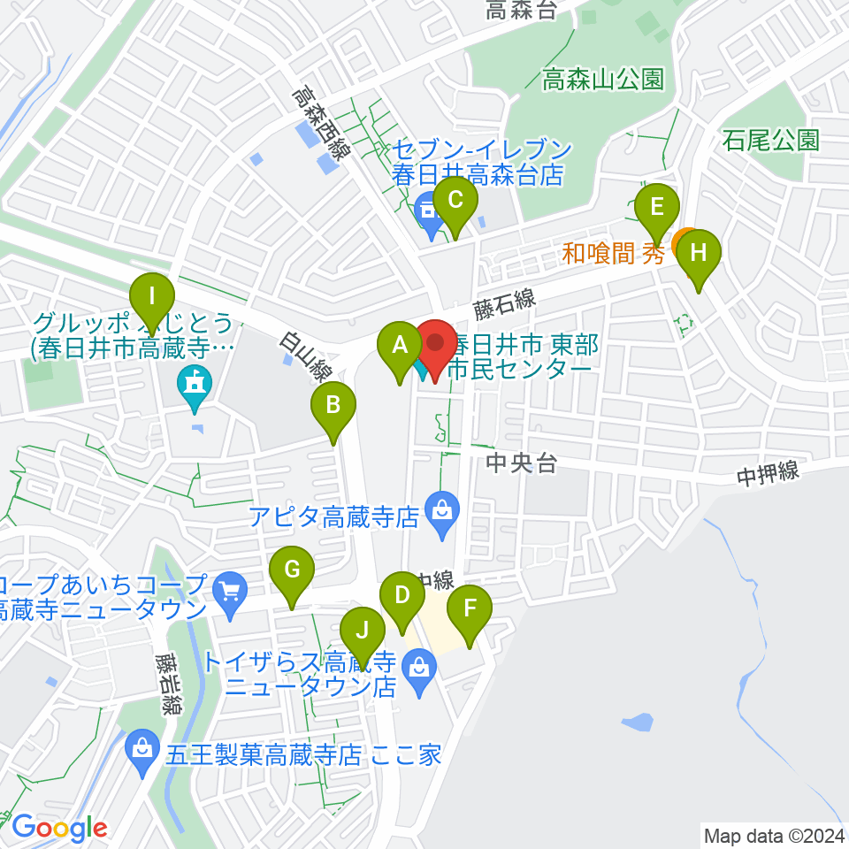 春日井市東部市民センター周辺の駐車場・コインパーキング一覧地図