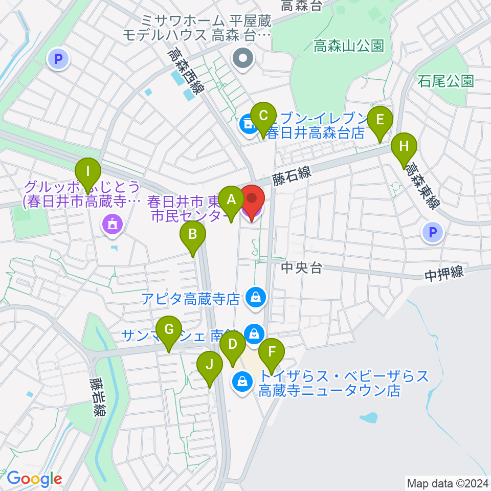 春日井市東部市民センター周辺の駐車場・コインパーキング一覧地図