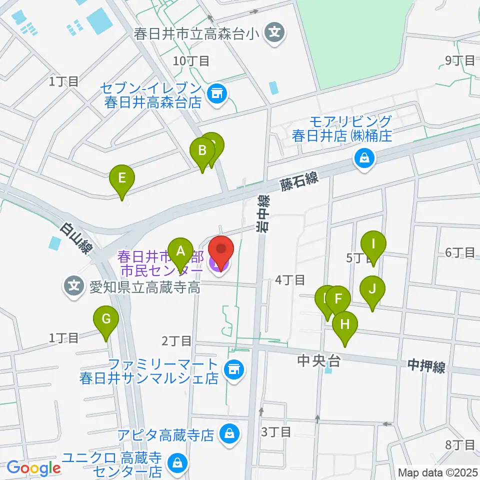 春日井市東部市民センター周辺の駐車場・コインパーキング一覧地図