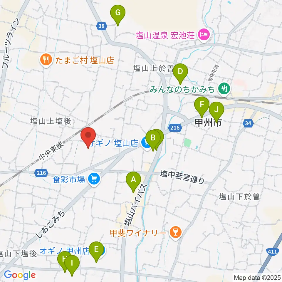 甲州市民文化会館周辺の駐車場・コインパーキング一覧地図