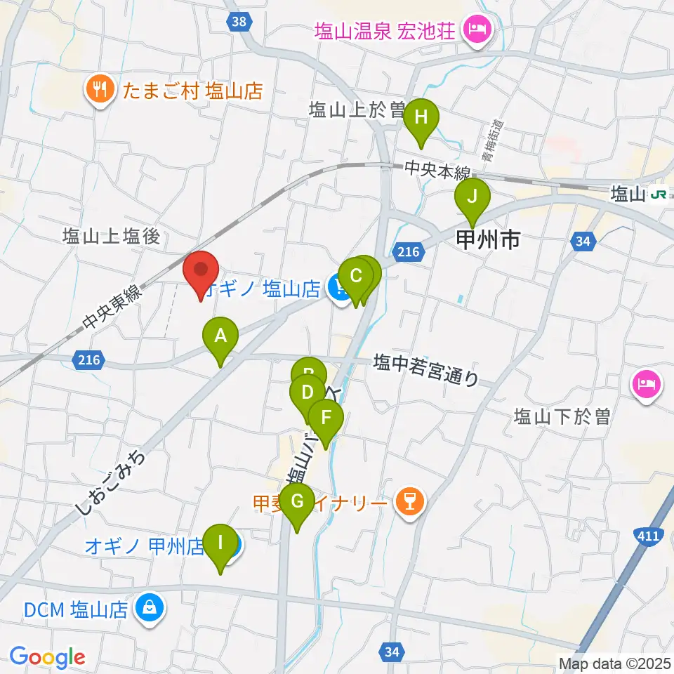 甲州市民文化会館周辺の駐車場・コインパーキング一覧地図
